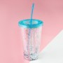 クリエイティブなレインボープラスチックウォーターカップファッション二重層ドリンクカップ